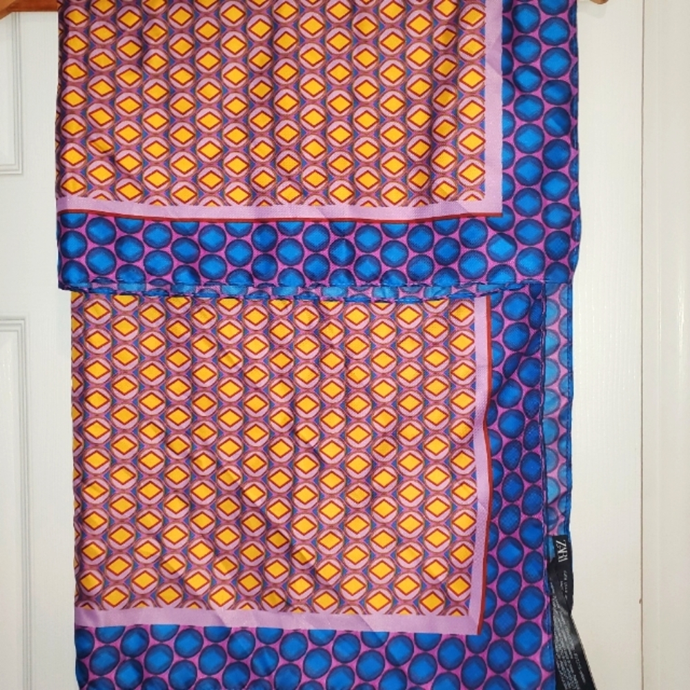 (Nwot) Zara Multicolor Print Pattern Design Scarf - image 3
